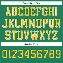 Load image into Gallery viewer, Custom Kelly Green Gold-White Stitched Adjustable Snapback Hat