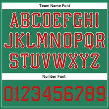 Load image into Gallery viewer, Custom Kelly Green Red-White Stitched Adjustable Snapback Hat