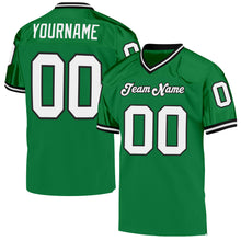 Load image into Gallery viewer, Custom Grass Green White-Black Mesh Authentic Throwback Football Jersey