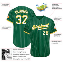 Load image into Gallery viewer, Custom Kelly Green White Pinstripe White-Gold Authentic Baseball Jersey