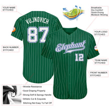 Load image into Gallery viewer, Custom Kelly Green White Pinstripe White-Royal Authentic Baseball Jersey