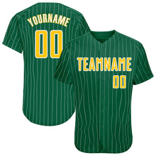 Load image into Gallery viewer, Custom Kelly Green White Pinstripe Gold-White Authentic Baseball Jersey