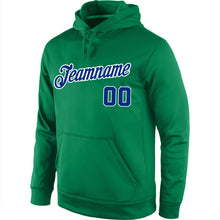 Load image into Gallery viewer, Custom Stitched Kelly Green Royal-White Sports Pullover Sweatshirt Hoodie