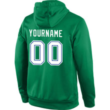 Load image into Gallery viewer, Custom Stitched Kelly Green White-Royal Sports Pullover Sweatshirt Hoodie