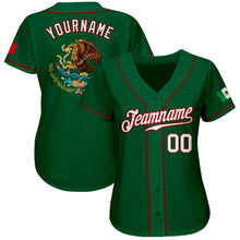 Load image into Gallery viewer, Custom Kelly Green White-Red Authentic Mexican Flag Fashion Baseball Jersey