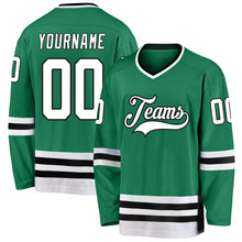 Load image into Gallery viewer, Custom Kelly Green White-Black Hockey Jersey