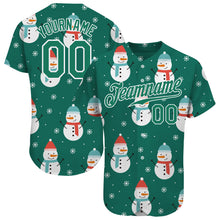 Load image into Gallery viewer, Custom Kelly Green Kelly Green-White Christmas 3D Authentic Baseball Jersey