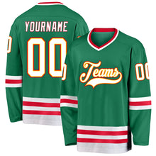 Load image into Gallery viewer, Custom Kelly Green White-Red Hockey Jersey