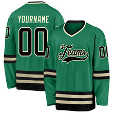 Load image into Gallery viewer, Custom Kelly Green Black-Cream Hockey Jersey