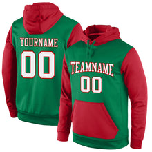 Load image into Gallery viewer, Custom Stitched Kelly Green White-Red Sports Pullover Sweatshirt Hoodie
