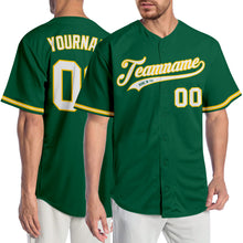 Load image into Gallery viewer, Custom Kelly Green White-Gold Authentic Baseball Jersey