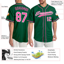 Load image into Gallery viewer, Custom Kelly Green Pink-White Authentic Baseball Jersey