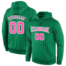 Load image into Gallery viewer, Custom Stitched Kelly Green White Pinstripe Pink-White Sports Pullover Sweatshirt Hoodie