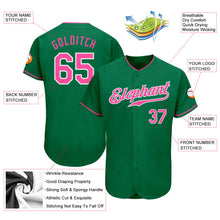 Load image into Gallery viewer, Custom Kelly Green Pink-White Authentic Baseball Jersey