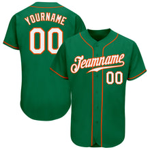 Load image into Gallery viewer, Custom Kelly Green White-Orange Authentic Baseball Jersey