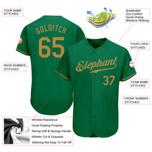 Load image into Gallery viewer, Custom Kelly Green Old Gold Authentic Baseball Jersey