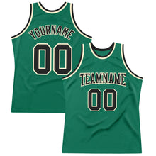 Load image into Gallery viewer, Custom Kelly Green Black-Cream Authentic Throwback Basketball Jersey