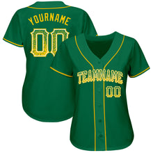 Load image into Gallery viewer, Custom Kelly Green Gold-White Authentic Drift Fashion Baseball Jersey