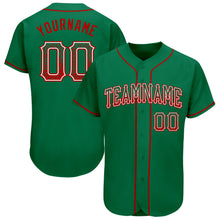 Load image into Gallery viewer, Custom Kelly Green Red-White Authentic Drift Fashion Baseball Jersey