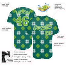 Load image into Gallery viewer, Custom Kelly Green Neon Green-White 3D Pattern Design Authentic St. Patrick's Day Baseball Jersey
