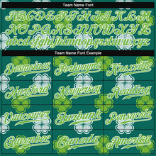 Load image into Gallery viewer, Custom Kelly Green Neon Green-White 3D Pattern Design Authentic St. Patrick's Day Baseball Jersey