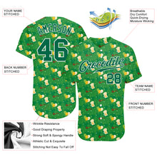 Load image into Gallery viewer, Custom Kelly Green Kelly Green-White 3D Pattern Design Authentic St. Patrick's Day Baseball Jersey