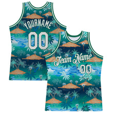 Load image into Gallery viewer, Custom Kelly Green White-Kelly Green 3D Pattern Hawaii Palm Trees Authentic Basketball Jersey