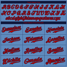 Load image into Gallery viewer, Custom Light Blue Red-Navy Authentic Baseball Jersey
