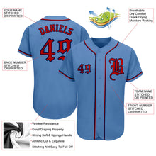 Load image into Gallery viewer, Custom Light Blue Red-Navy Authentic Baseball Jersey