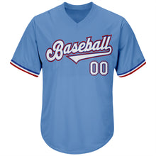 Load image into Gallery viewer, Custom Light Blue White-Red Authentic Throwback Rib-Knit Baseball Jersey Shirt