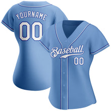 Load image into Gallery viewer, Custom Light Blue White-Royal Authentic Baseball Jersey