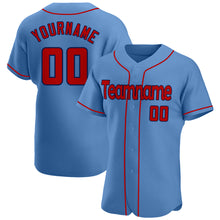 Load image into Gallery viewer, Custom Light Blue Red-Navy Authentic Baseball Jersey