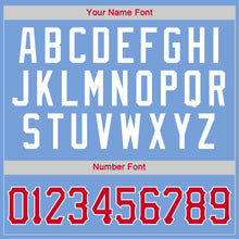 Load image into Gallery viewer, Custom Light Blue Red-White Round Neck Rib-Knit Basketball Jersey