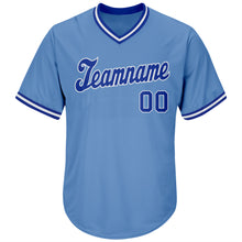 Load image into Gallery viewer, Custom Light Blue Royal-White Authentic Throwback Rib-Knit Baseball Jersey Shirt