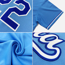 Load image into Gallery viewer, Custom Light Blue Royal-White Authentic Throwback Rib-Knit Baseball Jersey Shirt