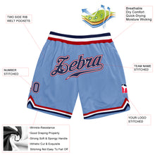Load image into Gallery viewer, Custom Light Blue Navy-Red Authentic Throwback Basketball Shorts