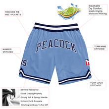 Load image into Gallery viewer, Custom Light Blue Navy-White Authentic Throwback Basketball Shorts