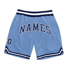Load image into Gallery viewer, Custom Light Blue Navy-White Authentic Throwback Basketball Shorts