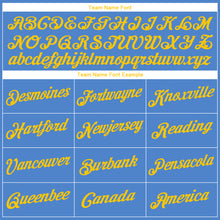 Load image into Gallery viewer, Custom Light Blue Gold Authentic Throwback Basketball Jersey