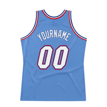 Load image into Gallery viewer, Custom Light Blue White-Royal Authentic Throwback Basketball Jersey