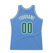 Load image into Gallery viewer, Custom Light Blue Kelly Green-White Authentic Throwback Basketball Jersey