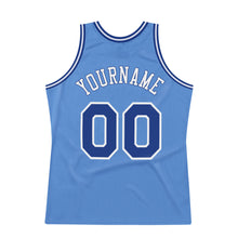 Load image into Gallery viewer, Custom Light Blue Royal-White Authentic Throwback Basketball Jersey