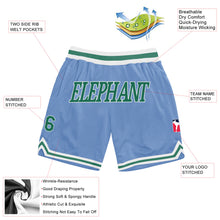 Load image into Gallery viewer, Custom Light Blue Kelly Green-White Authentic Throwback Basketball Shorts