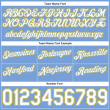 Load image into Gallery viewer, Custom Light Blue White-Gold Authentic Throwback Basketball Shorts