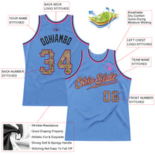 Load image into Gallery viewer, Custom Light Blue Camo-Pink Authentic Throwback Basketball Jersey