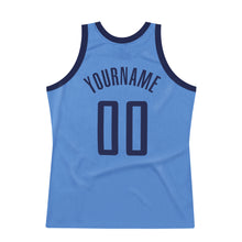 Load image into Gallery viewer, Custom Light Blue Navy Authentic Throwback Basketball Jersey