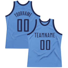 Load image into Gallery viewer, Custom Light Blue Navy Authentic Throwback Basketball Jersey