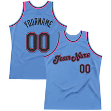 Load image into Gallery viewer, Custom Light Blue Black-Pink Authentic Throwback Basketball Jersey