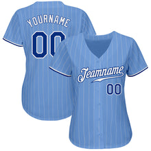 Load image into Gallery viewer, Custom Light Blue White Pinstripe Royal-White Authentic Baseball Jersey
