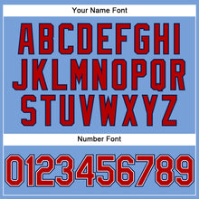 Load image into Gallery viewer, Custom Light Blue White Pinstripe Red-Navy Authentic Baseball Jersey